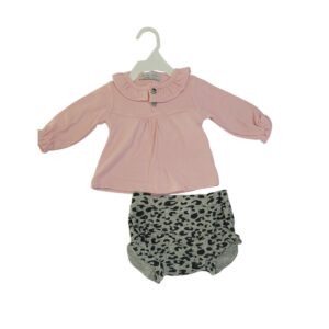 BABY GIRL 2 PIECE SET  PINK WITH COLLAR & BUTTONS
